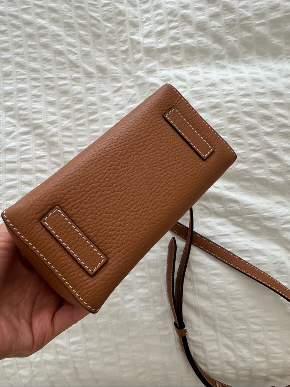 Strathberry Tan Leather Top-Handle Crossbody Bag Nano Mosaic like new - Picture 15 of 15